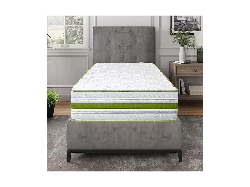 Matelas ZOULA 90x190 cm, réversible mémoire de forme, ferme, indépendance du couchage, certifié OEKO-TEX, épaisseur 30 cm