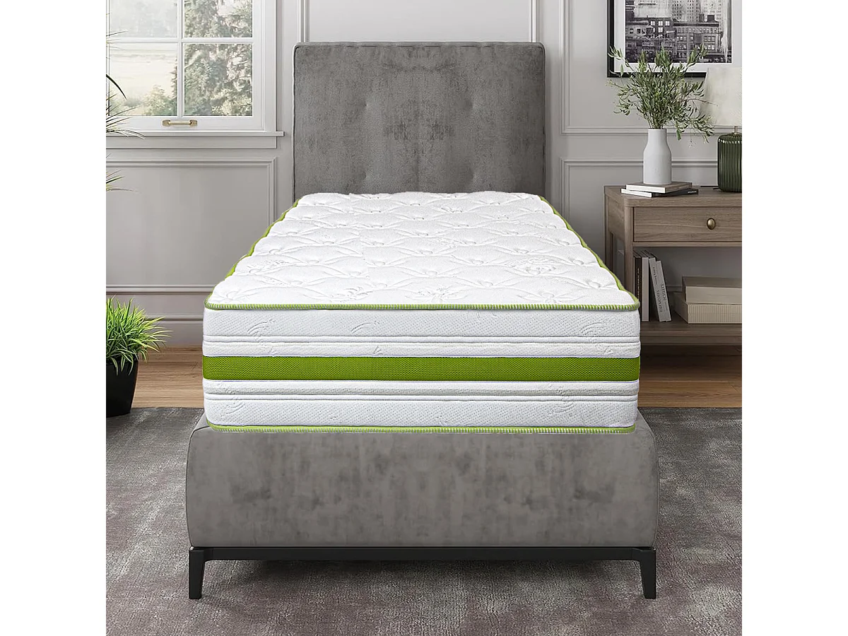 Matelas ZOULA 90x190 cm, réversible mémoire de forme, ferme, indépendance du couchage, certifié OEKO-TEX, épaisseur 30 cm