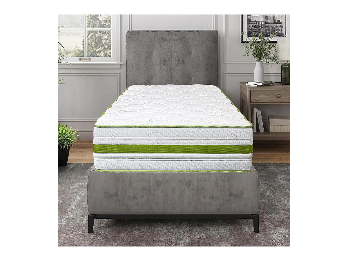 Matelas ZOULA 90x190 cm, réversible mémoire de forme, ferme, indépendance du couchage, certifié OEKO-TEX, épaisseur 30 cm