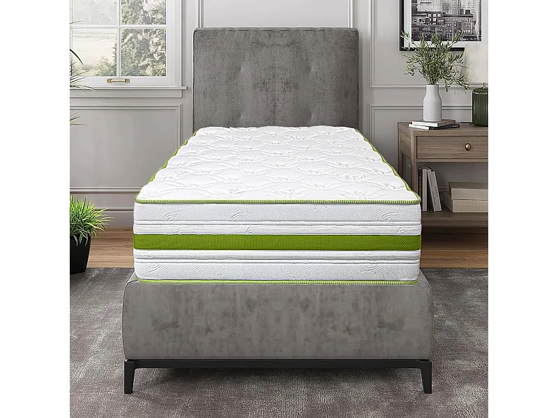Matelas ZOULA 90x190 cm, réversible mémoire de forme, ferme, indépendance du couchage, certifié OEKO-TEX, épaisseur 30 cm