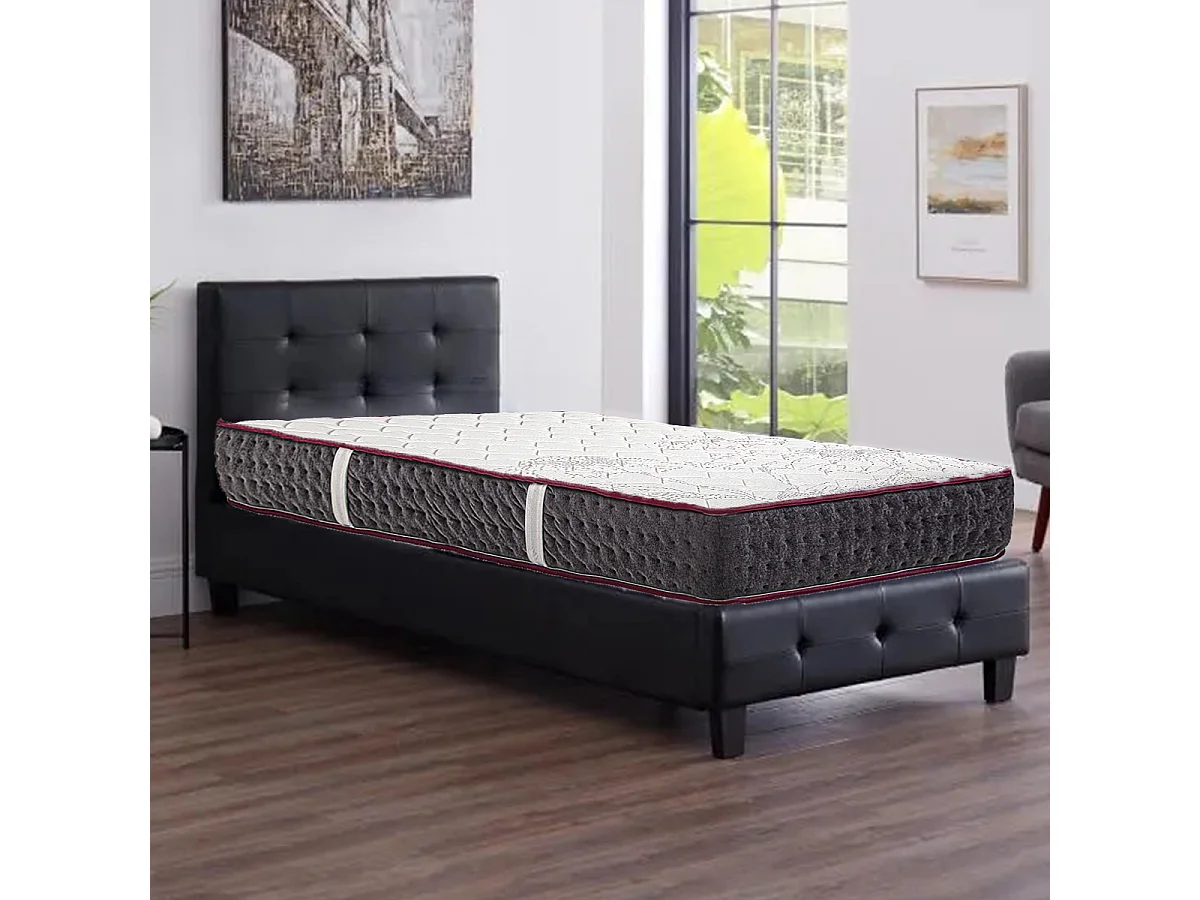 Matelas KERIA 90x190 cm, réversible en mousse mémoire de forme haute adaptabilité et ergonomique, indépendance du couchage, épaisseur 24cm