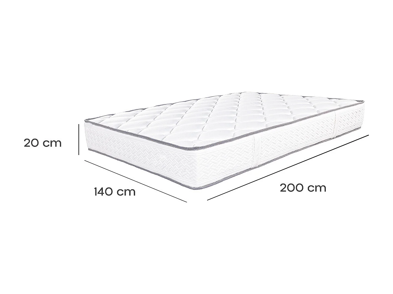 Matelas RONA 140x200 cm réversible, en mousse Memosoft100 à mémoire de forme et indépendance du couchage, épaisseur 20cm