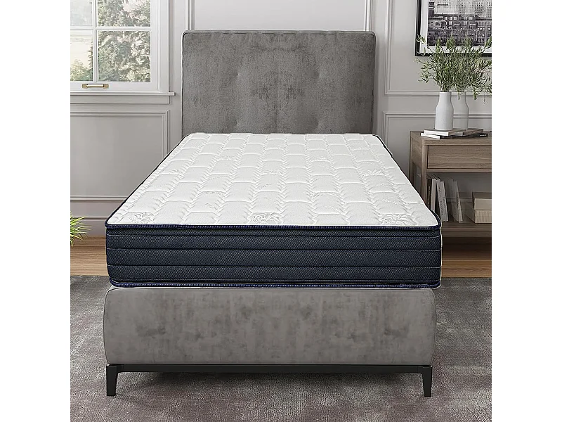 Matelas DORA 90x190 cm, réversible en mousse mémoire de forme haute adaptabilité et ergonomique, indépendance du couchage, épaisseur 20cm