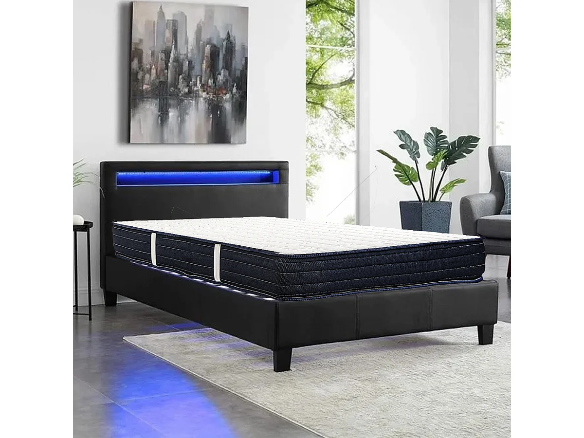 Matelas DORA 90x190 cm, réversible en mousse mémoire de forme haute adaptabilité et ergonomique, indépendance du couchage, épaisseur 20cm