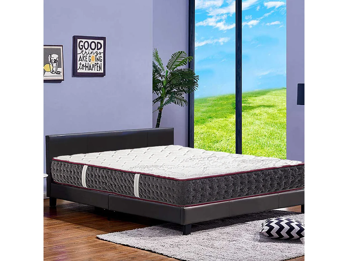 Matelas KERIA 140x200 cm, réversible en mousse mémoire de forme haute adaptabilité et ergonomique, indépendance du couchage, épaisseur 24cm