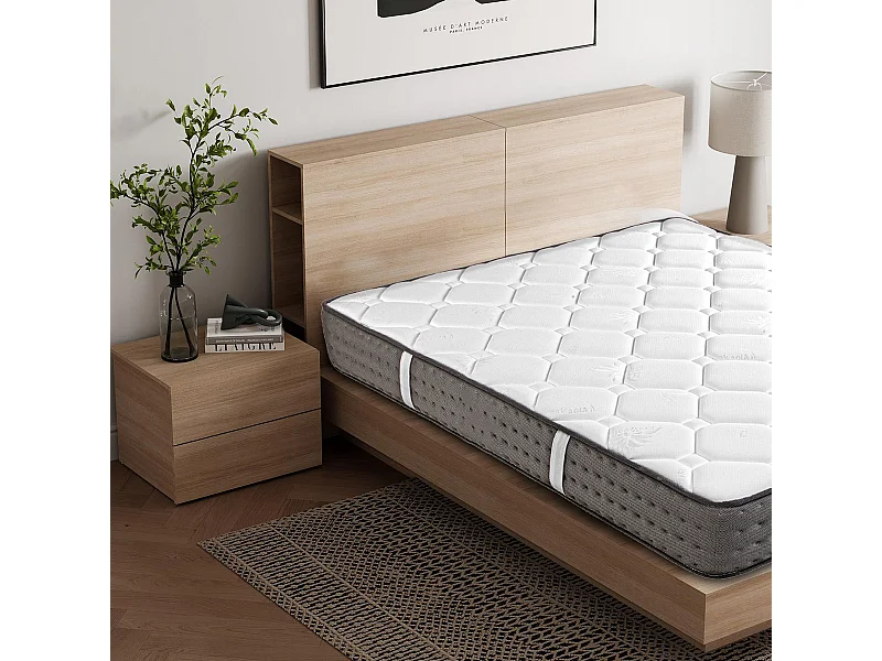 Matelas ELYA en mousse, réversible 3D avec face été/ hiver, mémoire de forme, indépendance du couchage - 140 X 190 X 20 cm