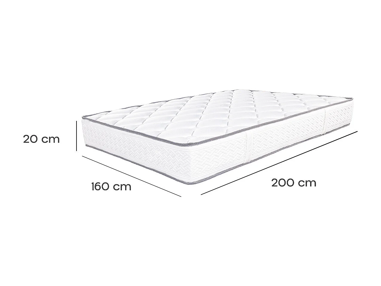 Matelas RONA Queen Size 160x200 cm, réversible en mousse Memosoft100 à mémoire de forme et indépendance du couchage, épaisseur 20cm