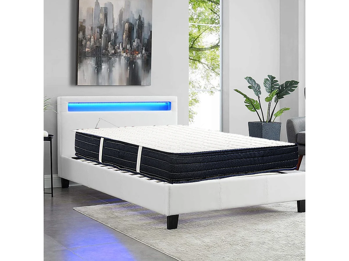 Matelas DORA King Size 180x200 cm, réversible en mousse mémoire de forme haute adaptabilité et ergonomique, indépendance du couchage, épaisseur 20cm