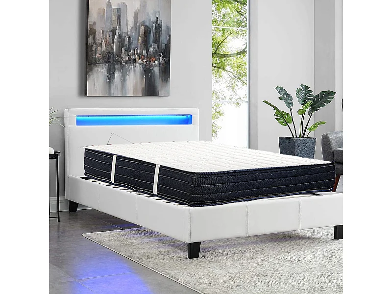 Matelas DORA King Size 180x200 cm, réversible en mousse mémoire de forme haute adaptabilité et ergonomique, indépendance du couchage, épaisseur 20cm