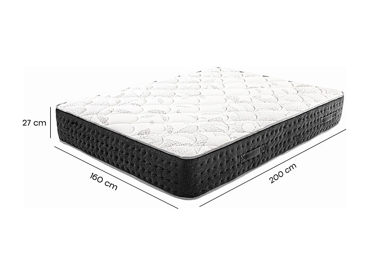 Matelas MORGA Queen Size 160x200 cm, à ressorts ensachés, en mousse haute densité, Soutien très ferme, face été/hiver, épaisseur 27 cm
