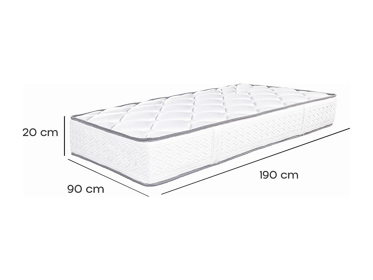 Matelas RONA 90x190 cm, réversible en mousse Memosoft100 à mémoire de forme et indépendance du couchage, épaisseur 20cm