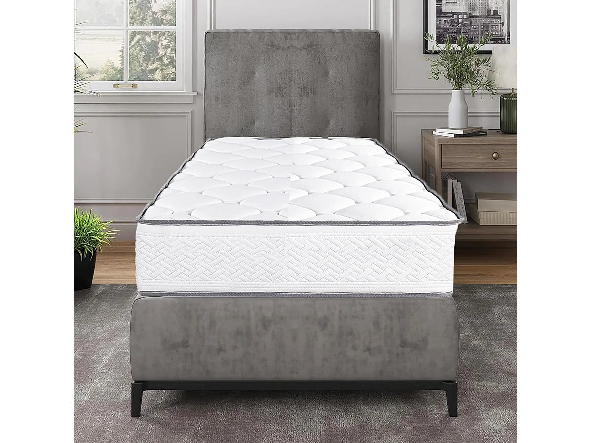 Matelas RONA 90x190 cm, réversible en mousse Memosoft100 à mémoire de forme et indépendance du couchage, épaisseur 20cm