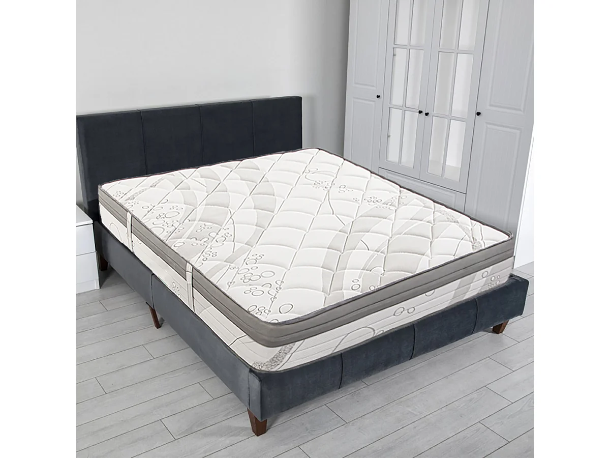 Matelas PERLA 140x190 cm, à ressorts ensachés, en mousse haute densité, Soutien ferme, Indépendance du Couchage, face été/hiver, épaisseur 26 cm