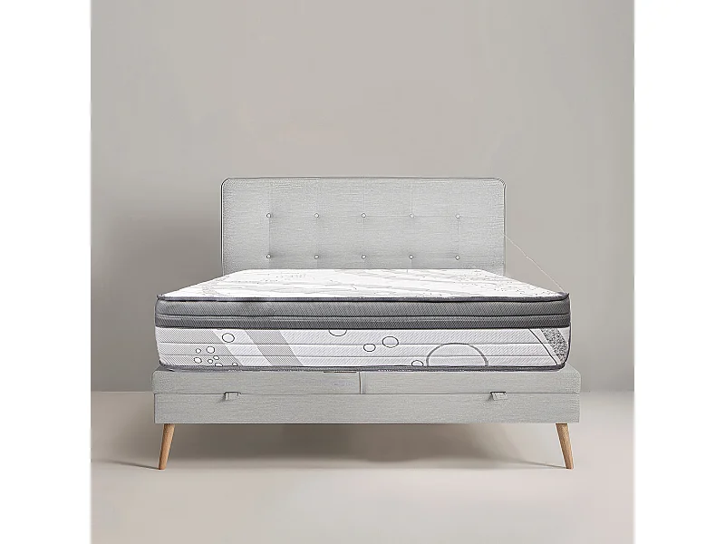 Matelas PERLA 140x190 cm, à ressorts ensachés, en mousse haute densité, Soutien ferme, Indépendance du Couchage, face été/hiver, épaisseur 26 cm