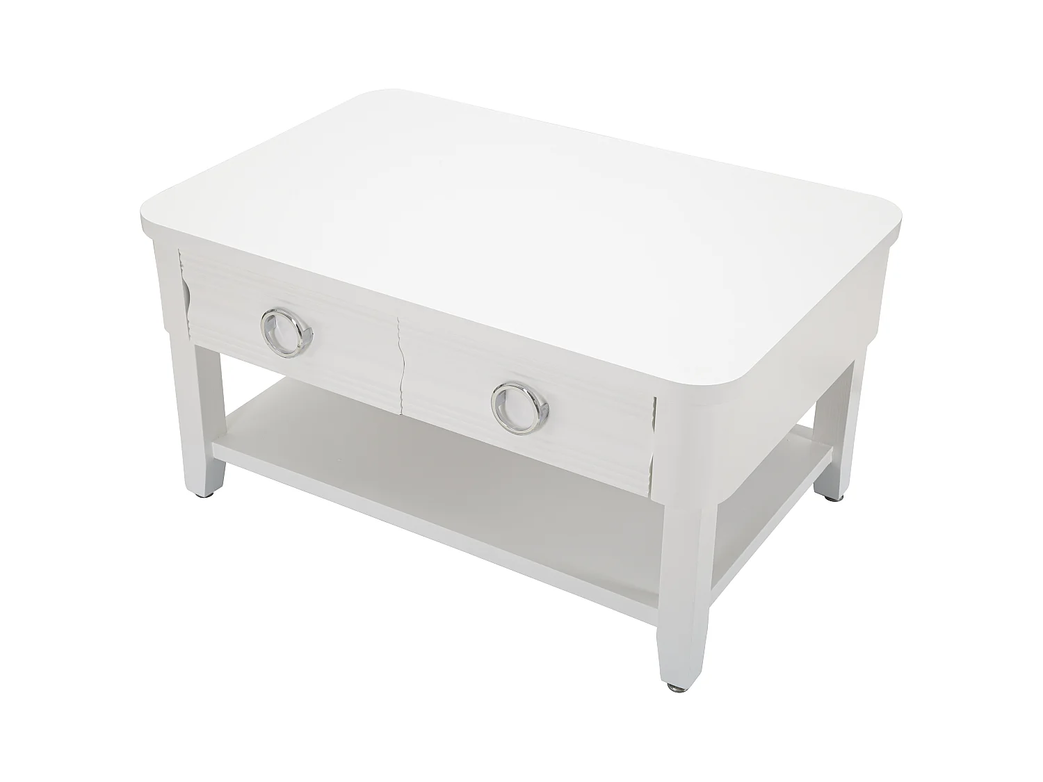 Table Basse en Bois "Shine" 90cm Blanc