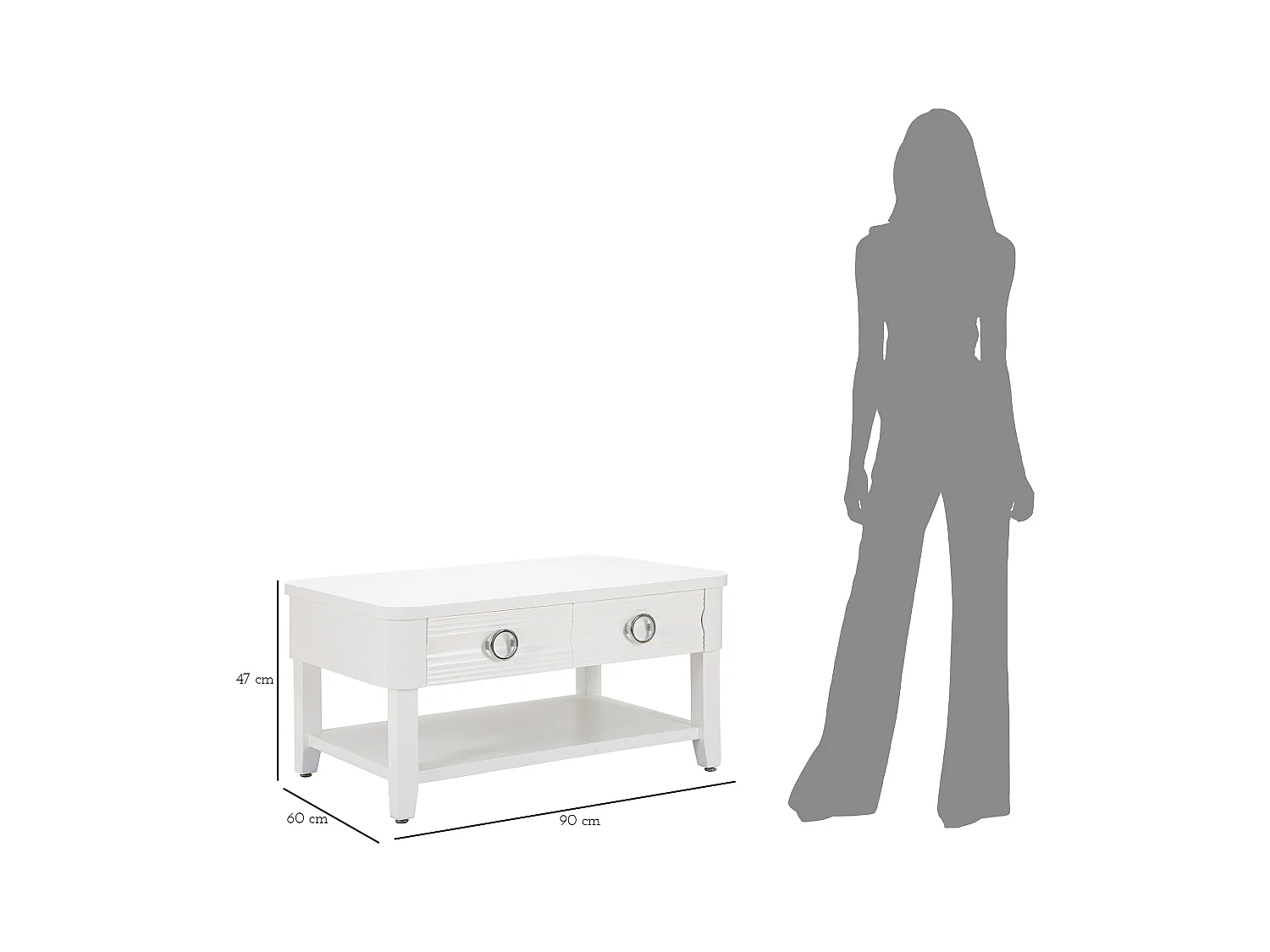 Table Basse en Bois "Shine" 90cm Blanc