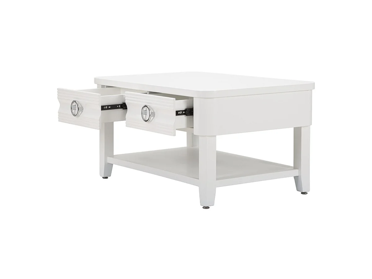 Table Basse en Bois "Shine" 90cm Blanc