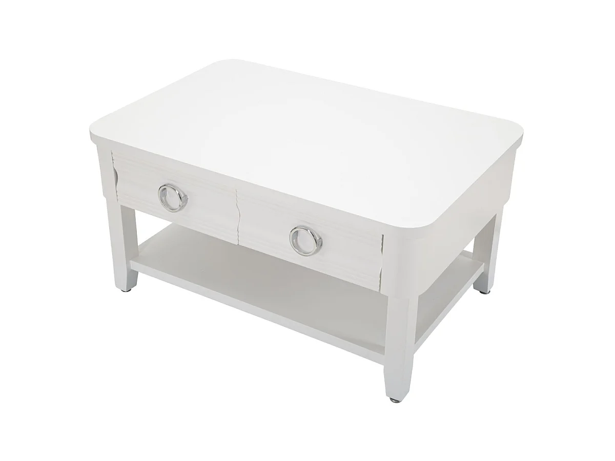 Table Basse en Bois "Shine" 90cm Blanc