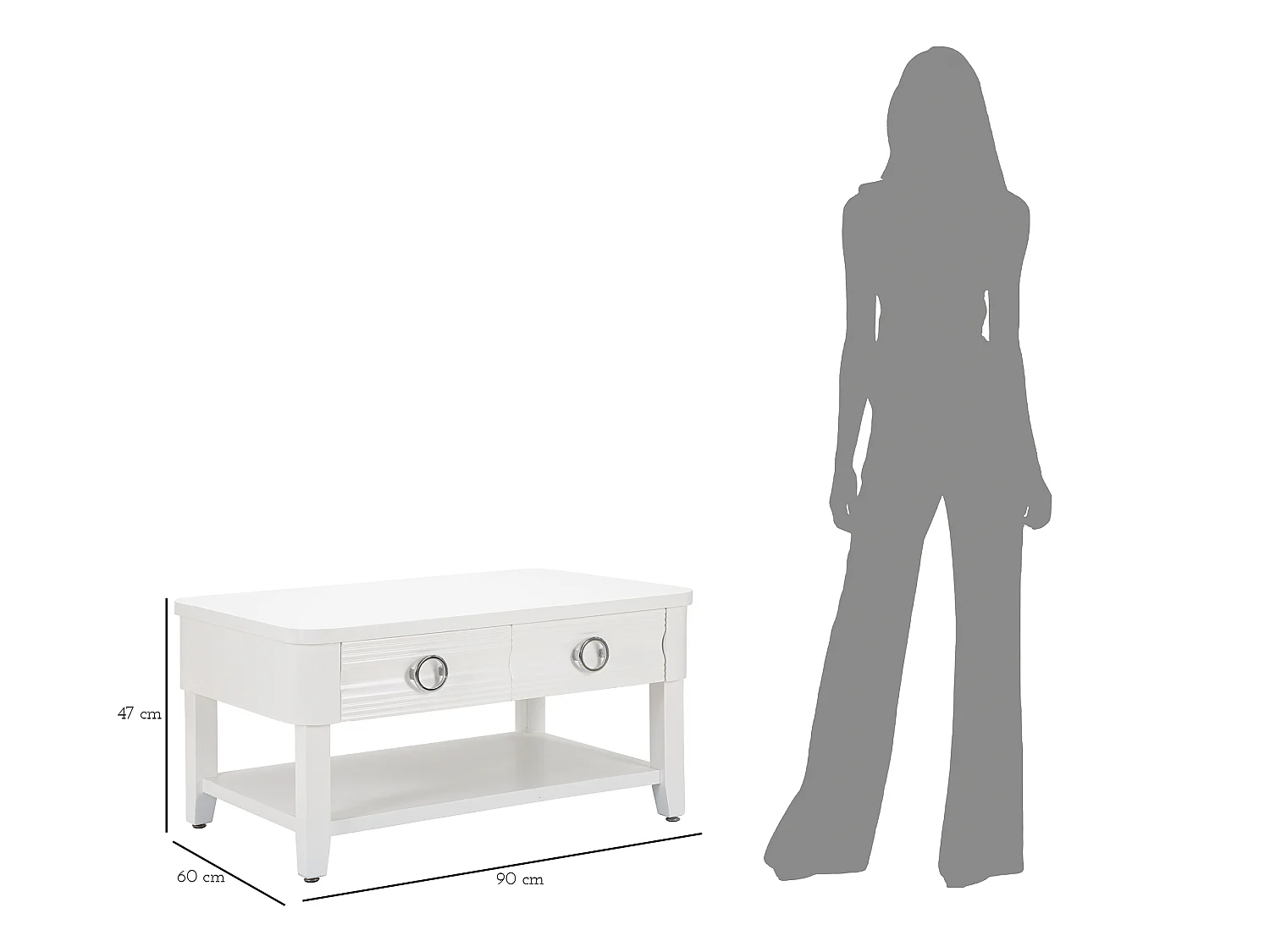 Table Basse en Bois "Shine" 90cm Blanc