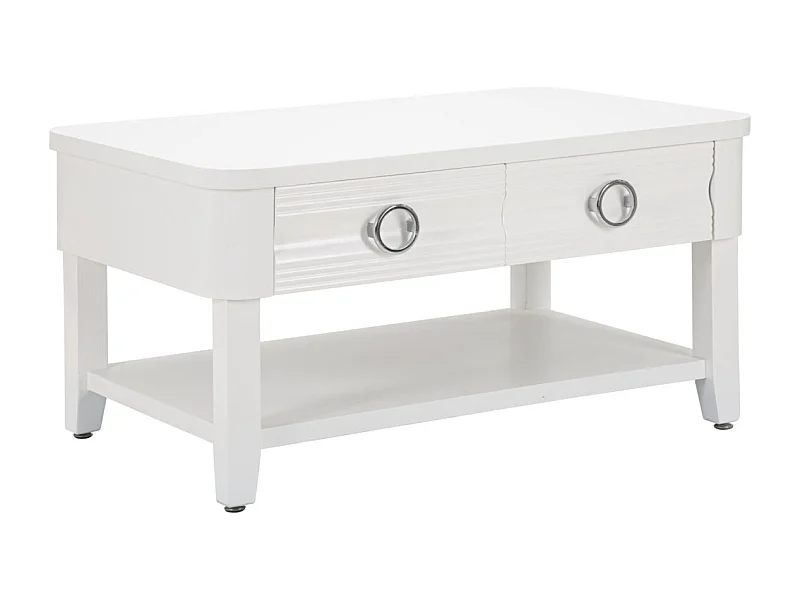 Table Basse en Bois "Shine" 90cm Blanc