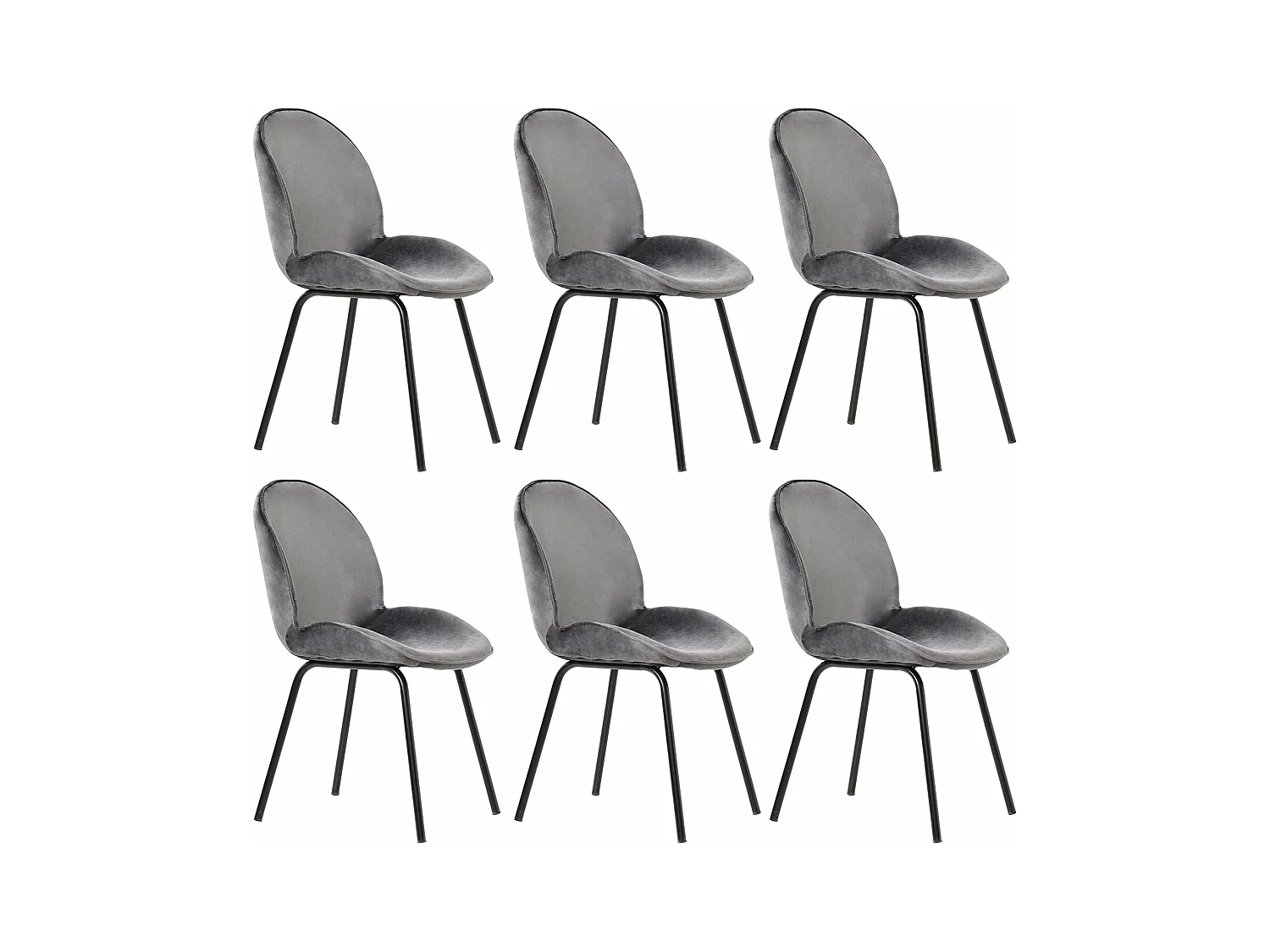 Lot de 6 chaises de salle à manger en velours - dossier rond,d73cm×h53cm