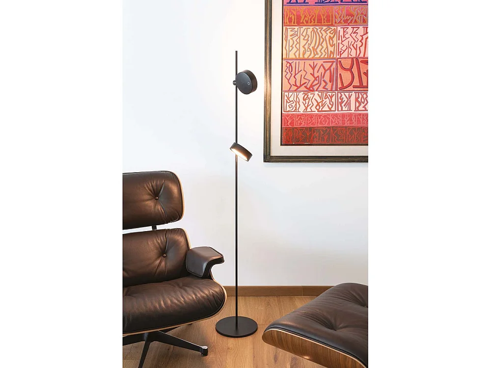Zafferano SUPER O Lampadaire LED noir rechargeable et dimmable 2 modules lumineux