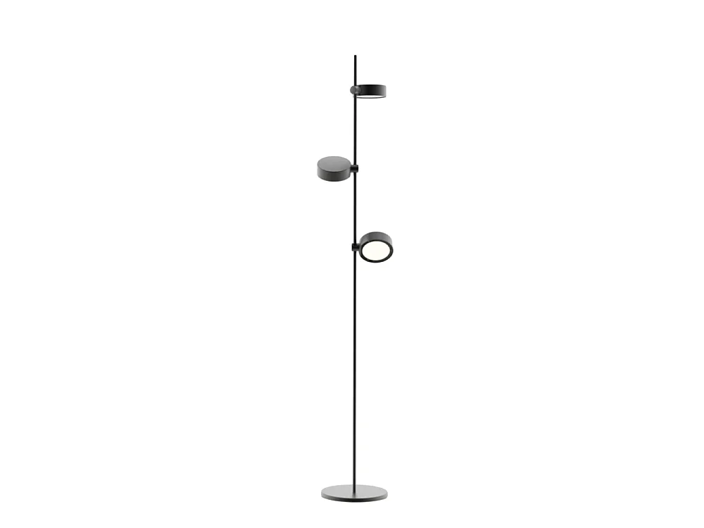 Zafferano SUPER O Lampadaire LED noir rechargeable et dimmable 2 modules lumineux