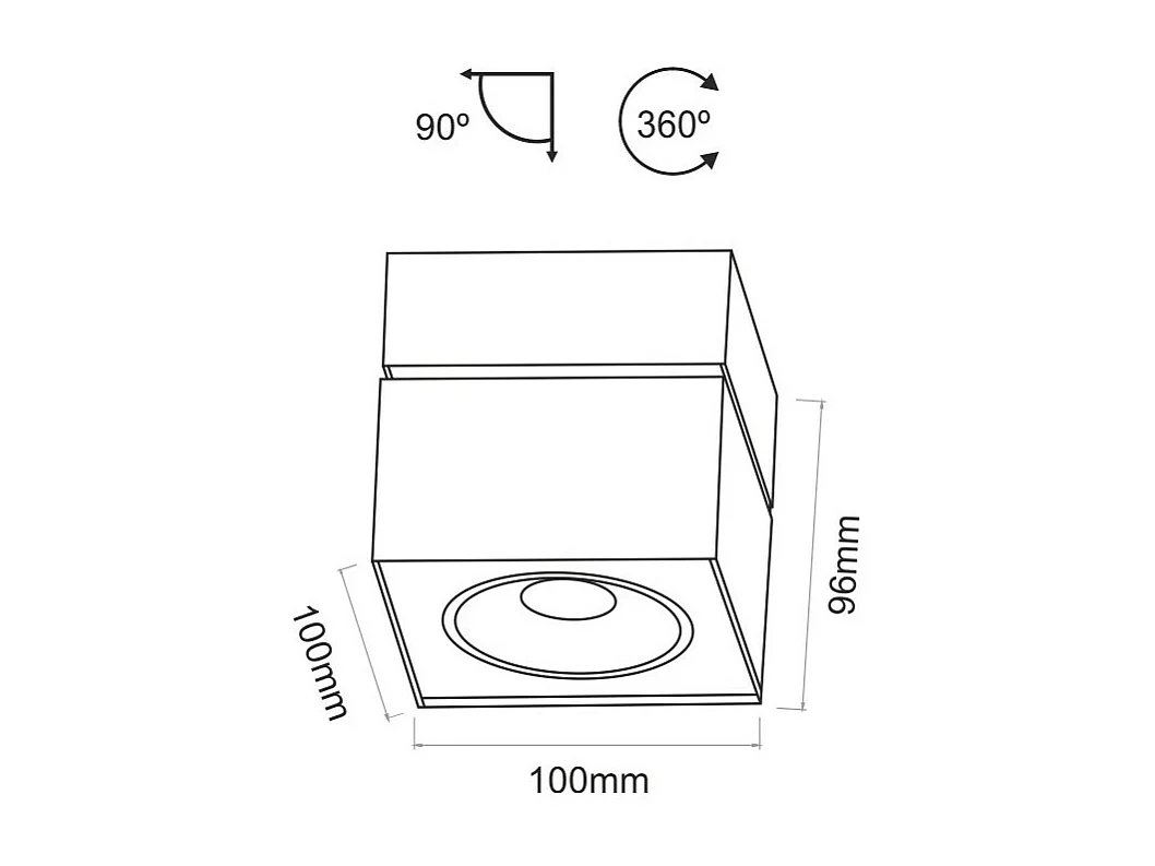 Applique Rubyc tricolore 14W à LED carrée noire orientable
