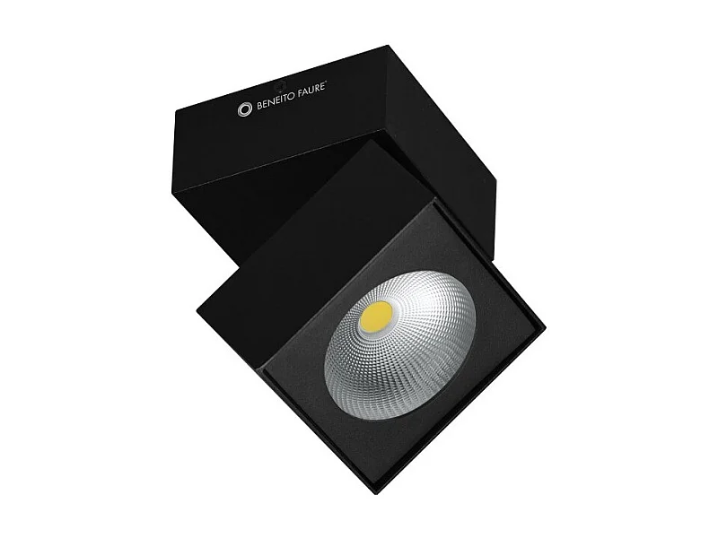 Aplique de pared cuadrado ajustable LED tricolor Rubyc de 14 W en color negro