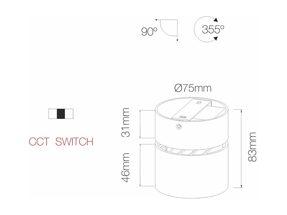 Aplique LED Mini Concord Tricolore 7w branco redondo ajustável