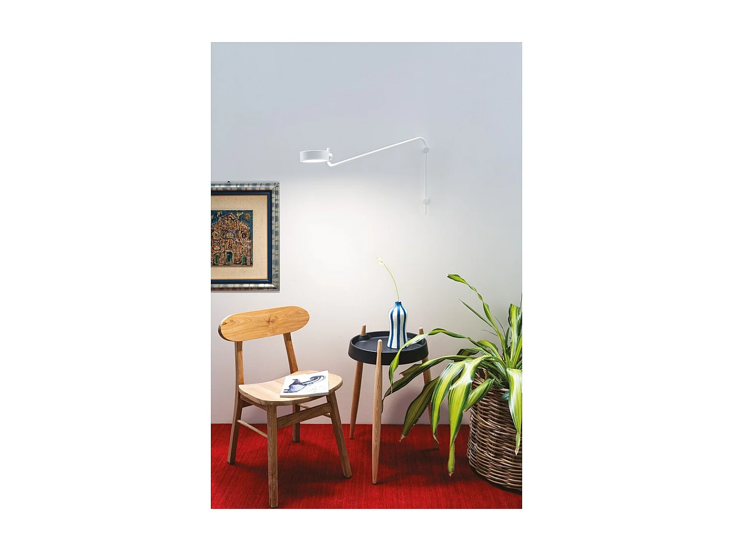 Zafferano SUPER O LED wandlamp met Witte arm, oplaadbaar en dimbaar