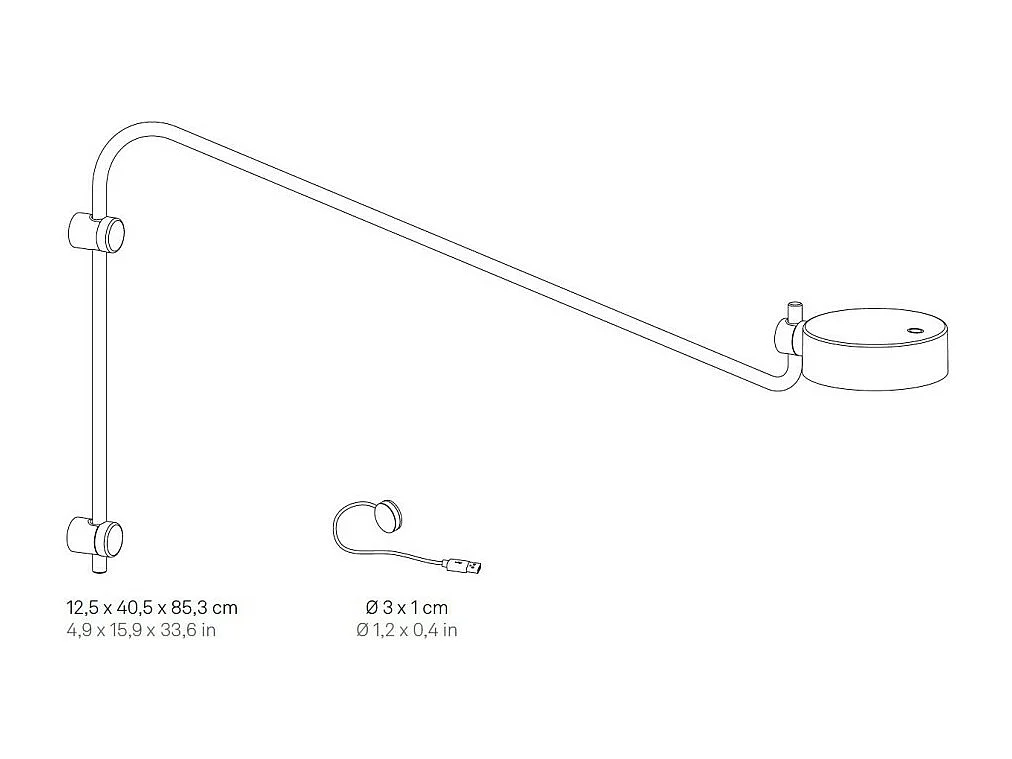 Zafferano SUPER O LED wandlamp met Witte arm, oplaadbaar en dimbaar