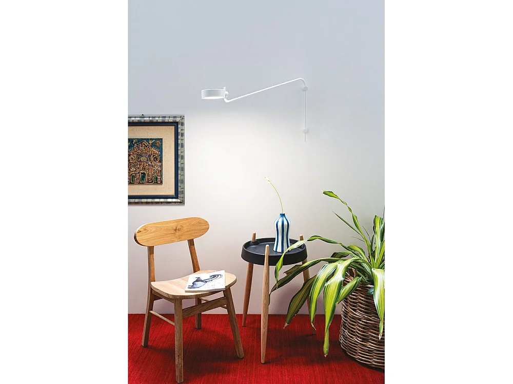 Applique LED Zafferano SUPER O avec bras blanc, rechargeable et dimmable