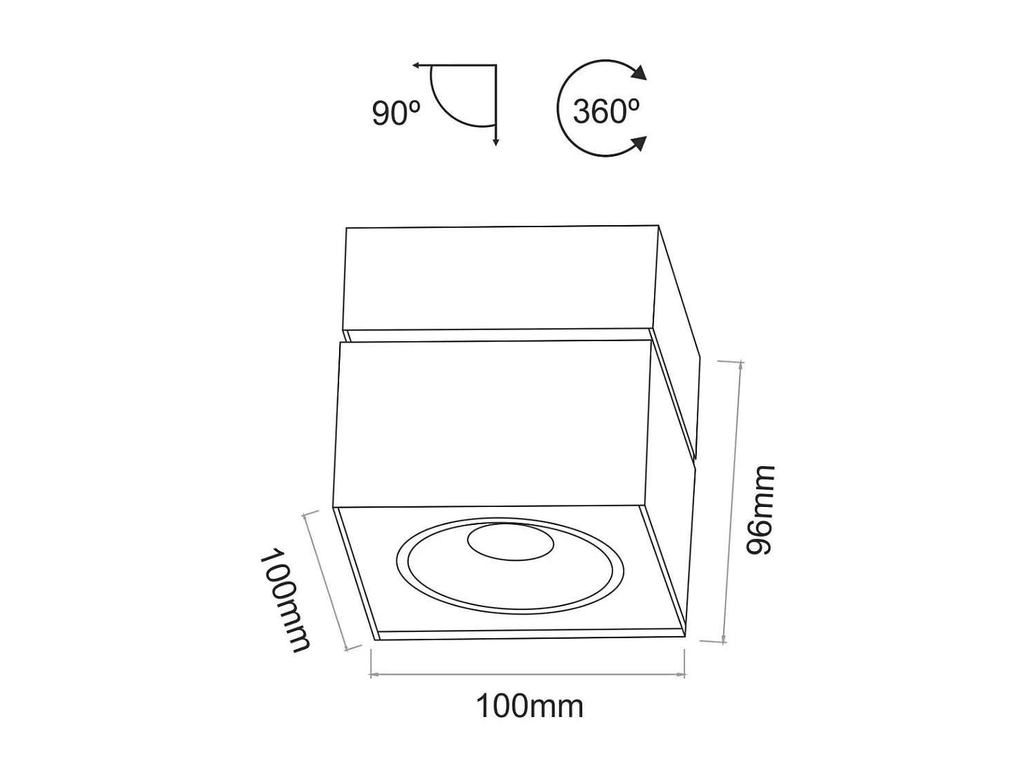 Applique LED carrée orientable Rubyc Tricolore 14w blanche