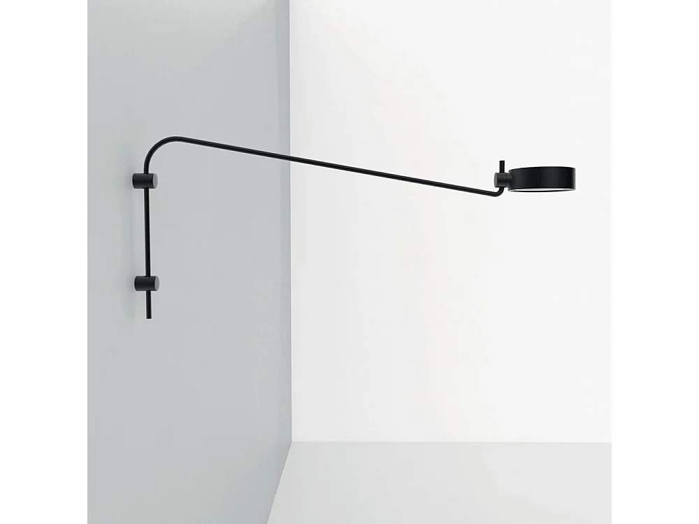 Zafferano SUPER O Applique LED avec bras Noir rechargeable et dimmable