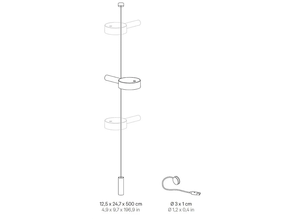 Zafferano SUPER O Lampe LED suspendue blanche rechargeable et dimmable 2 Modules Lumineux