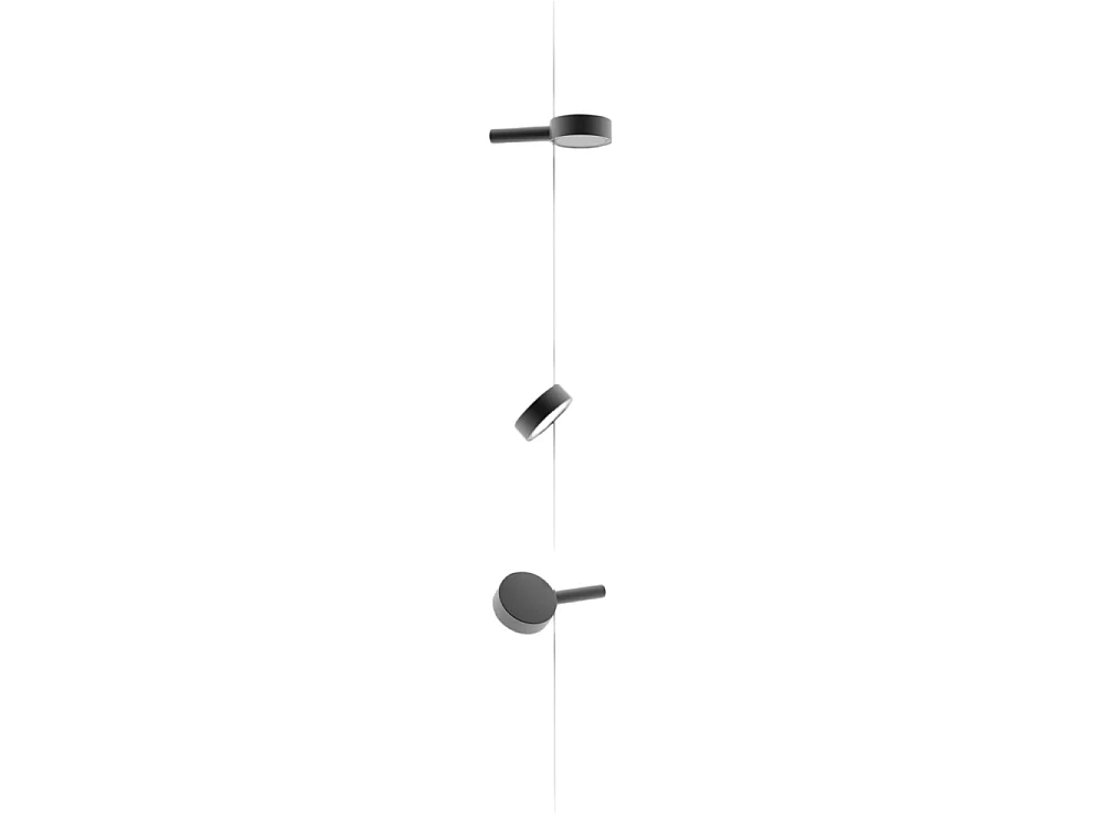 Zafferano SUPER O Lampe suspendue LED noire rechargeable et dimmable 3 modules lumineux