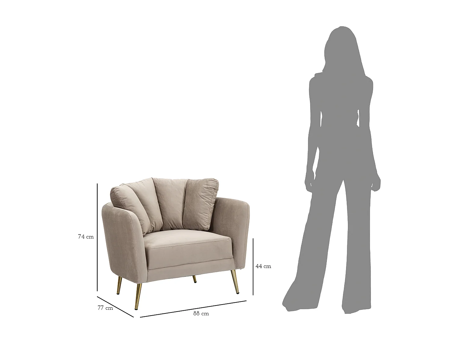 POLTRONA KIEV CINZA 88X77X74 CM