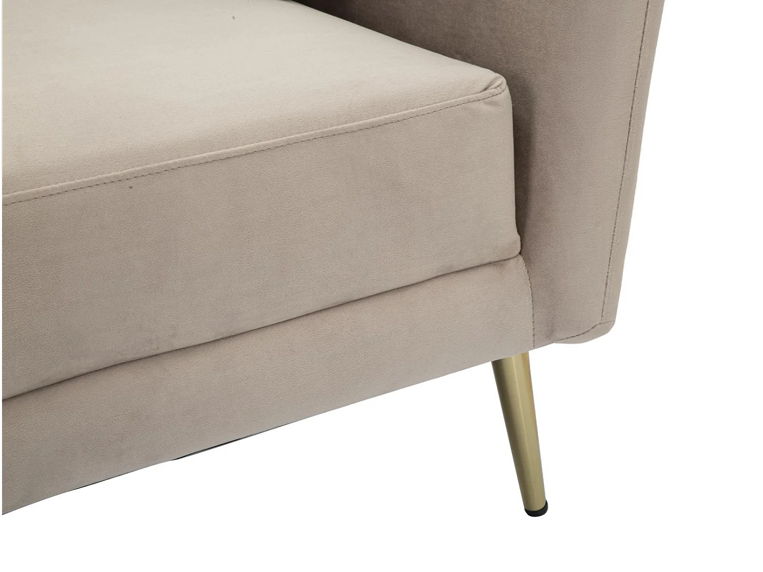 Glamouröser Kiew-Sessel mit grauem Stoffbezug, Eukalyptusholzgestell und goldfarbenen Metallbeinen – 88 x 77 x 74 cm