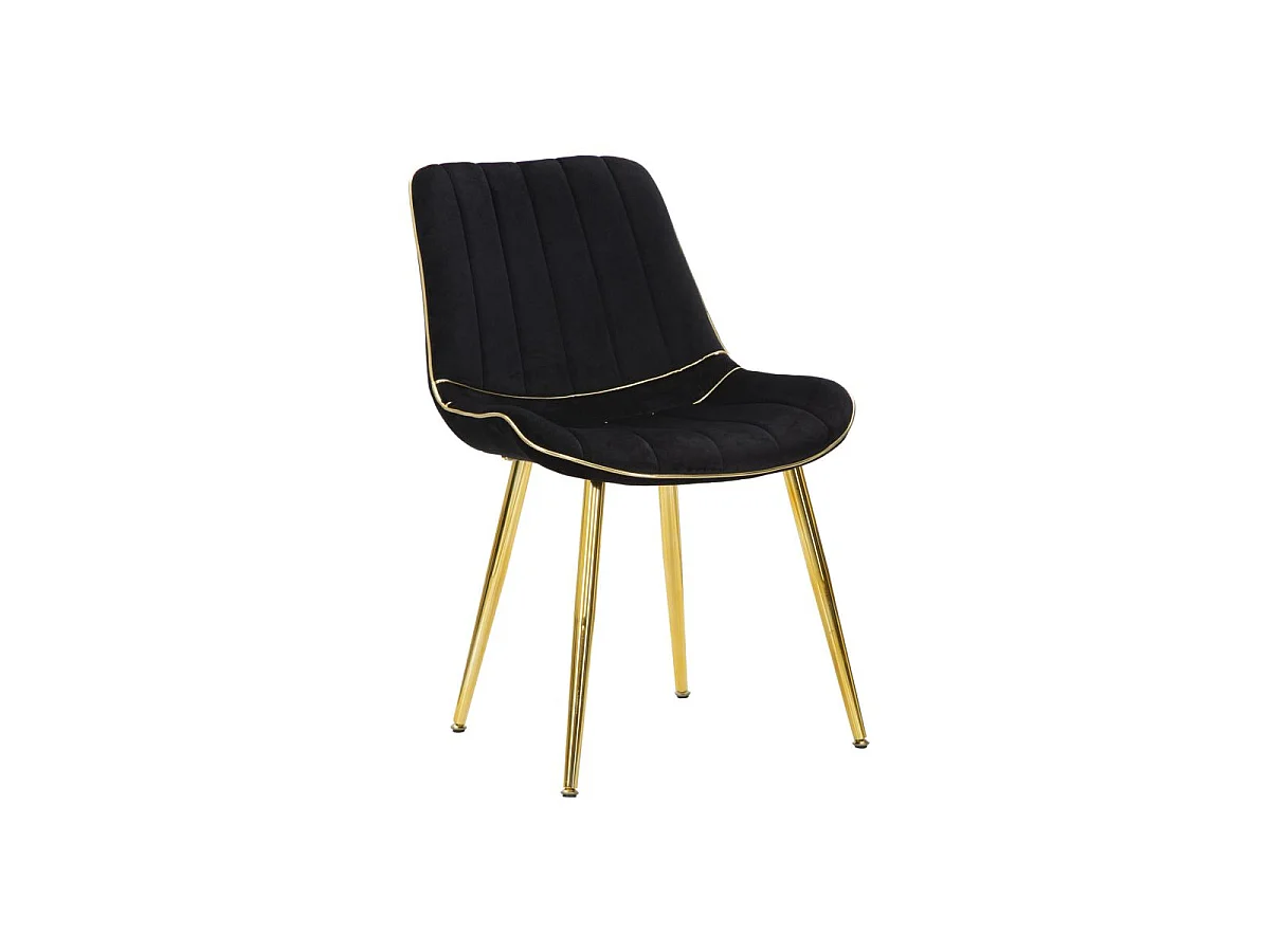 Lot de 2 Chaises en Tissu "Paris" 79cm Noir & Or