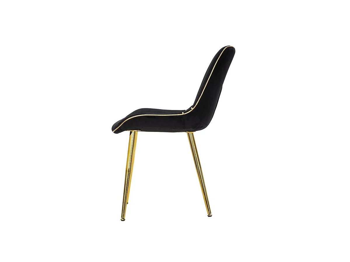 Lot de 2 Chaises en Tissu "Paris" 79cm Noir & Or