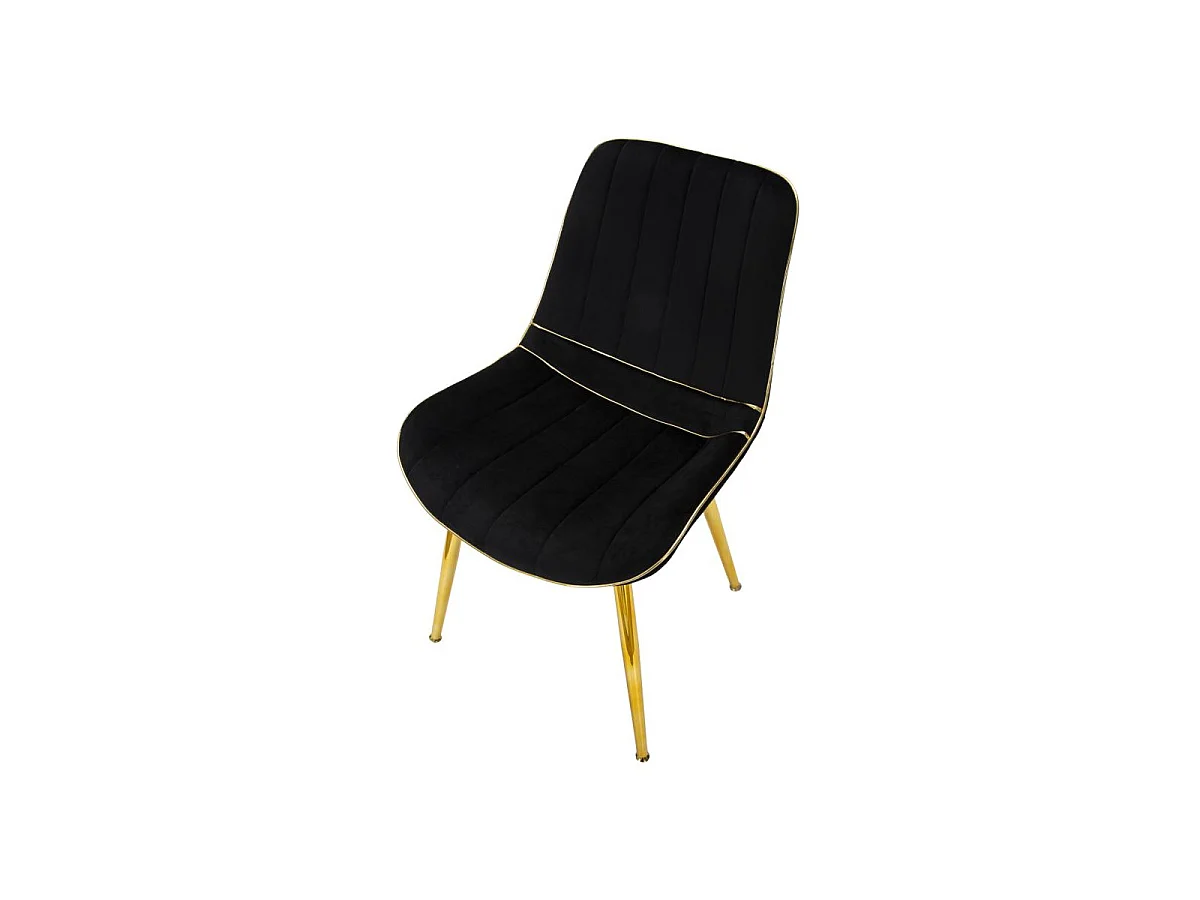 Lot de 2 Chaises en Tissu "Paris" 79cm Noir & Or