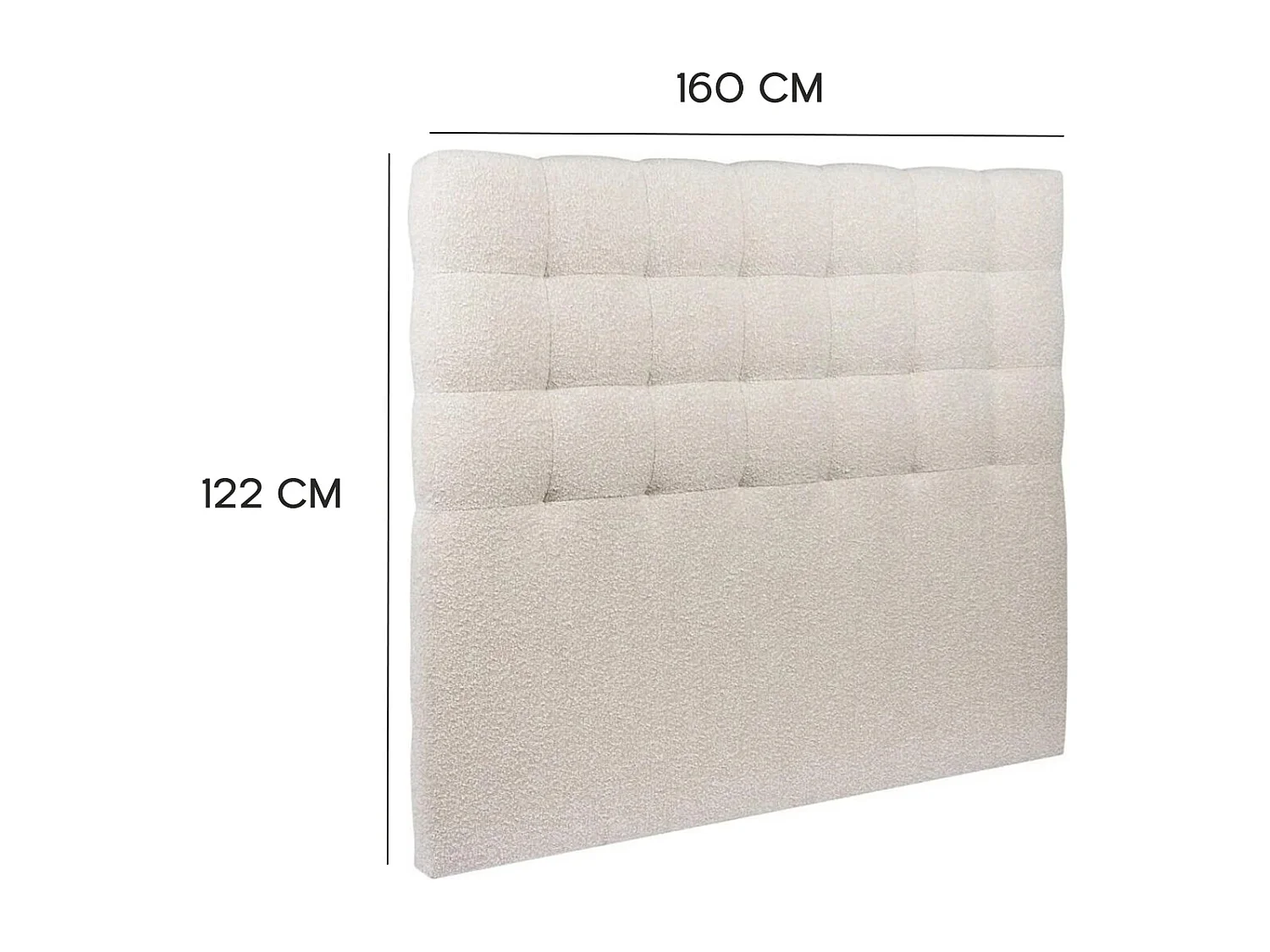 Tête de lit capitonnée DROW en tissu haute qualité couleur beige - longueur 122 x largeur 160 cm