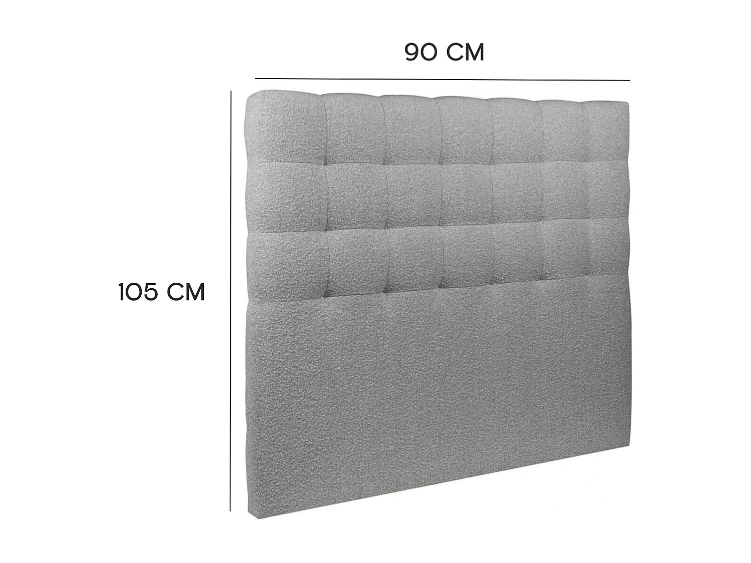 Tête de lit capitonnée DROW en tissu haute qualité couleur gris - longueur 105 x largeur 90 cm