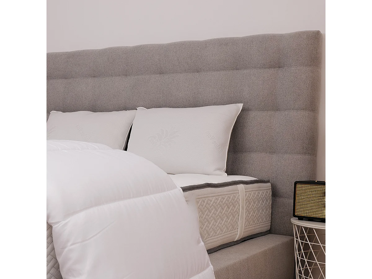 Tête de lit capitonnée DROW en tissu haute qualité couleur gris - longueur 105 x largeur 90 cm