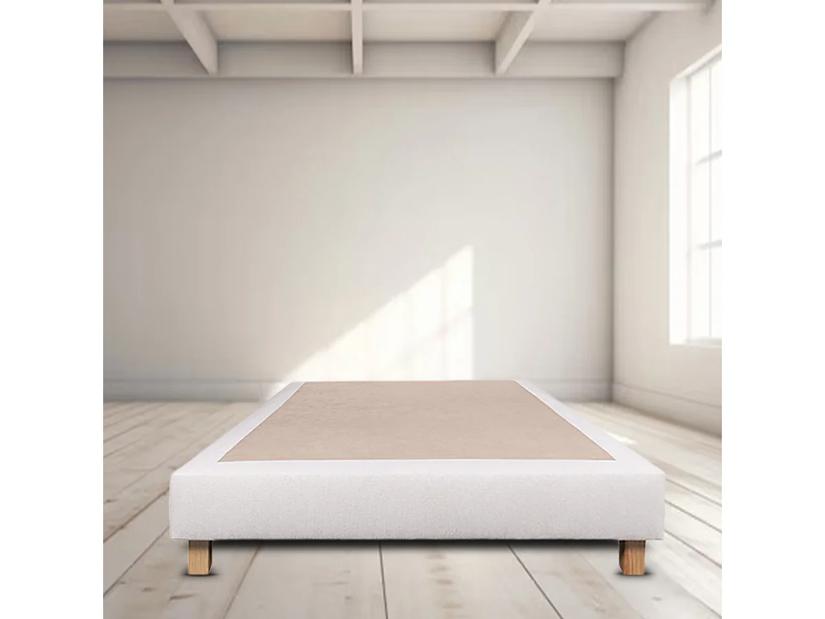 Sommier à lattes avec pieds TAMY, tapissier en bois massif couleur beige -  longueur 200 x largeur 160 cm
