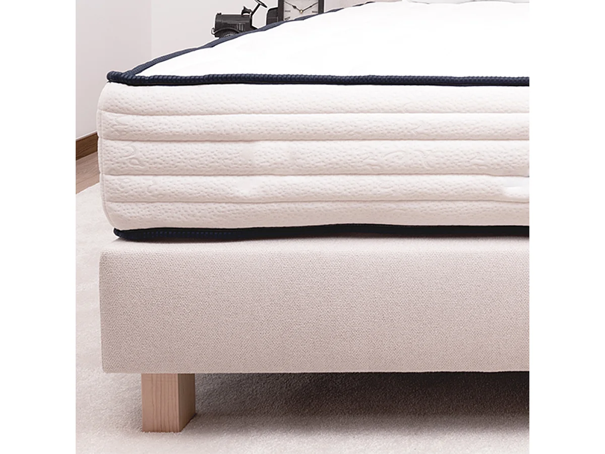 Sommier à lattes avec pieds TAMY, tapissier en bois massif couleur beige -  longueur 200 x largeur 160 cm