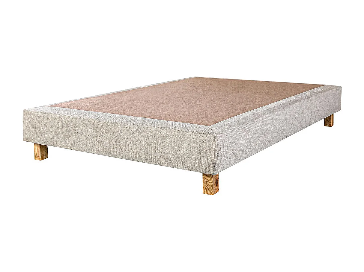 Sommier à lattes avec pieds TAMY, tapissier en bois massif couleur beige -  longueur 200 x largeur 160 cm