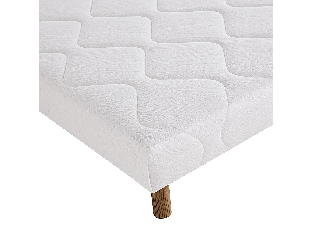Sommier à lattes avec pieds KEY, tapissier en bois massif couleur blanc - longueur 190 x largeur 140 cm