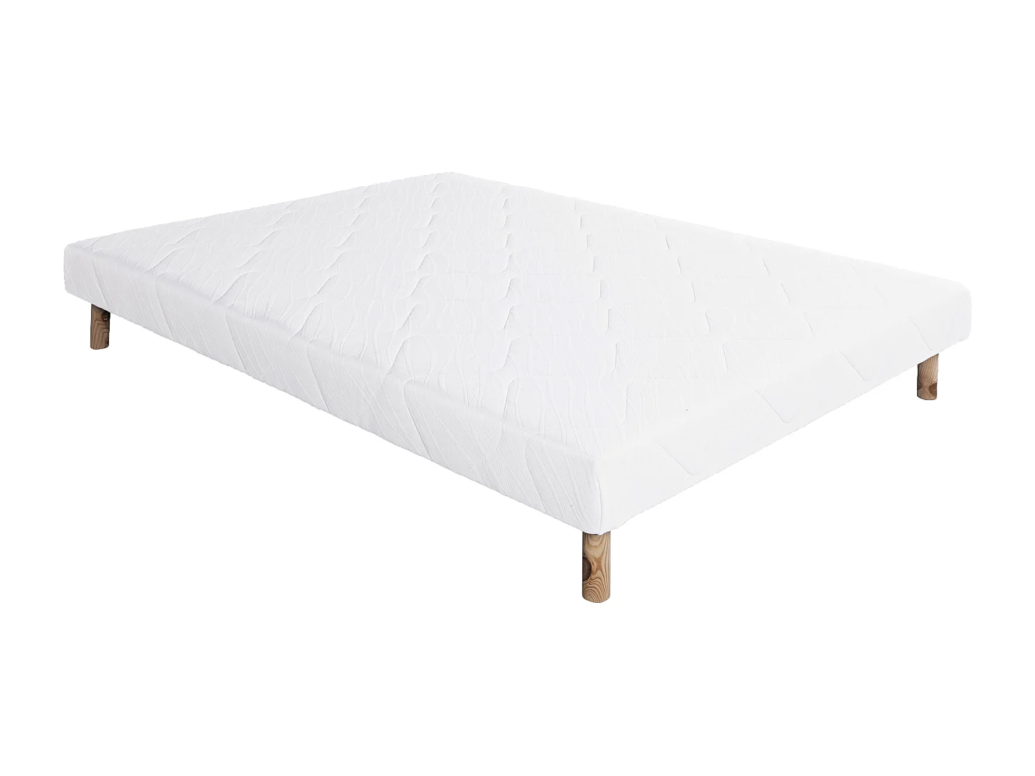 Sommier à lattes avec pieds KEY, tapissier en bois massif couleur blanc - longueur 190 x largeur 140 cm